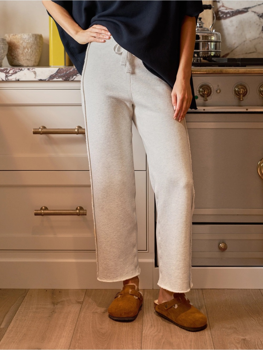 Frank & Eileen Bella Italian Sweatpant Gray Heather White Melange Triple Fleece